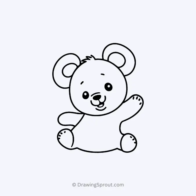 cute panda baby bear waving hello