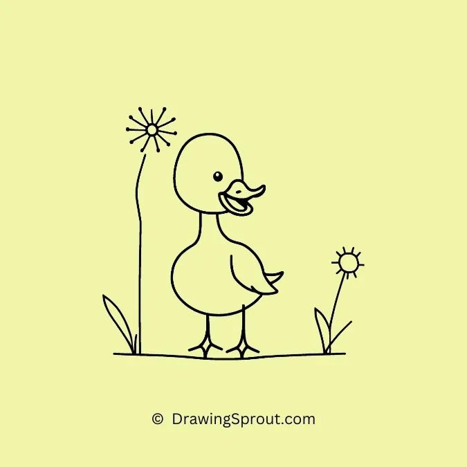 easy cute duck drawing, Delight with a Dandelion