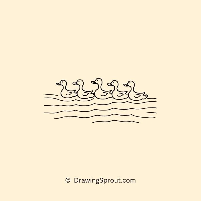 duck drawing idea, Duck Family in Perfect Formation
