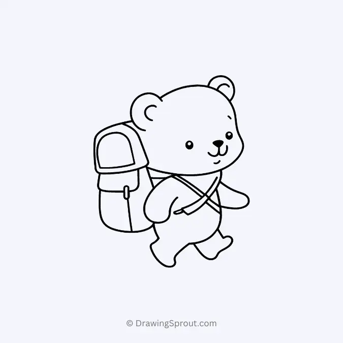 Bear with a backpack drawing