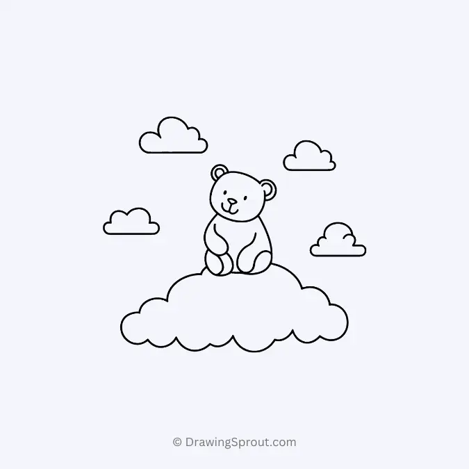 Bear sitting on a cloud