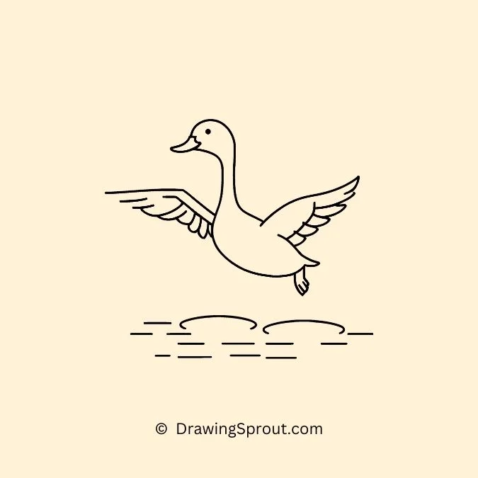 duck drawing ideas, Duck Gliding on a Quiet Pond