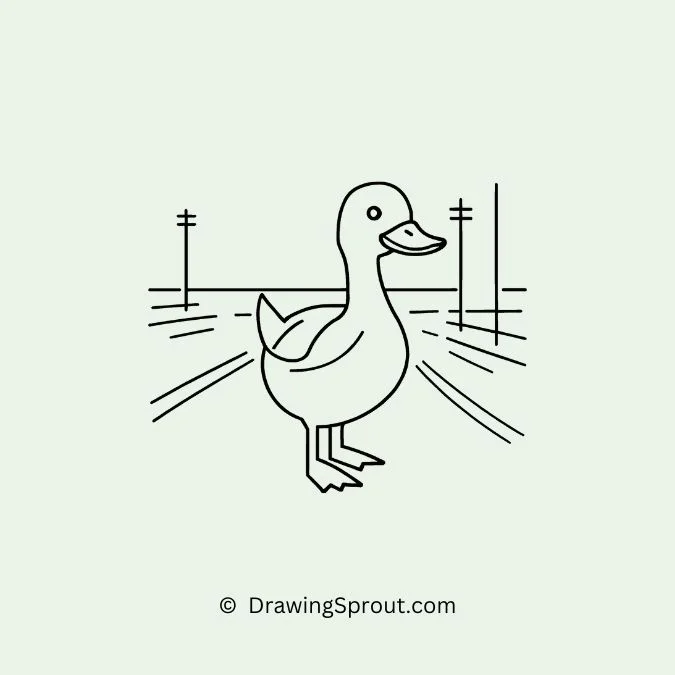 duck drawing easy cute, Duck crossing a road