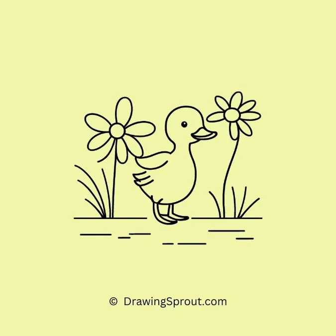duck easy to draw, Duckling and the Daisy