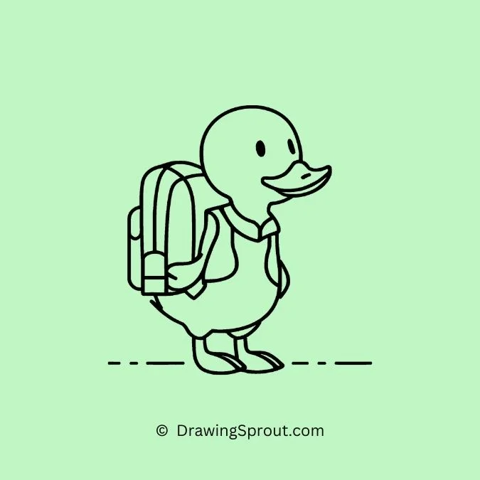 duck drawing for kids, Adventurous Duck with a Backpack