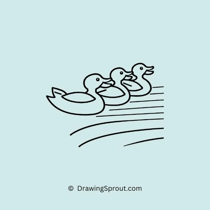 duck drawing idea, Competitive Duck Family at a Race