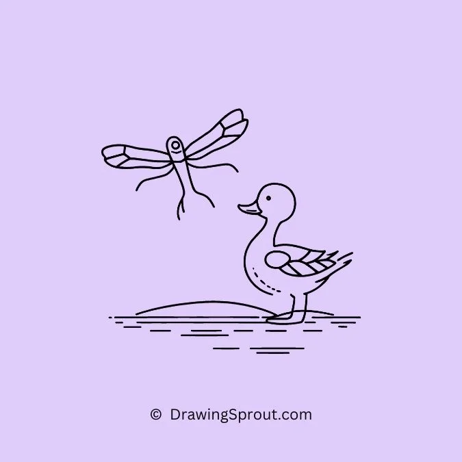 easy duck drawing, Reflective Duck and the Dragonfly