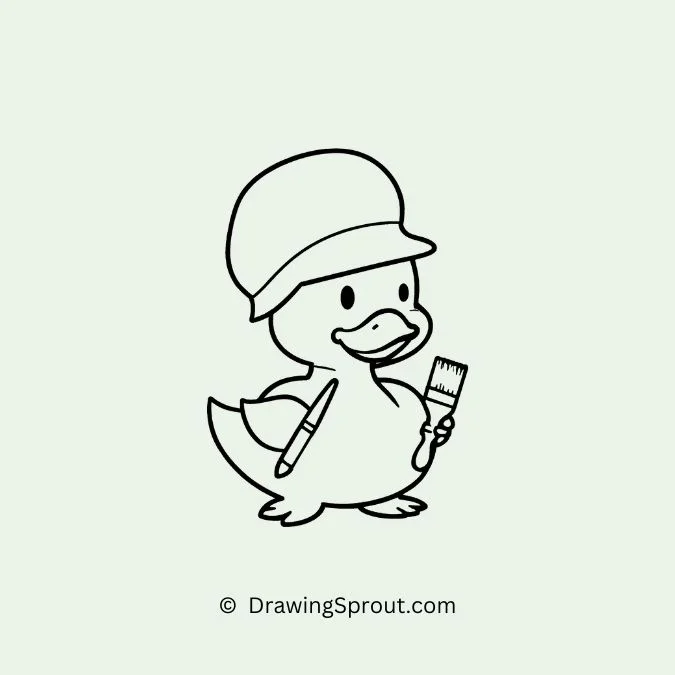 duck drawing cute easy, cute duck holding a paint brush
