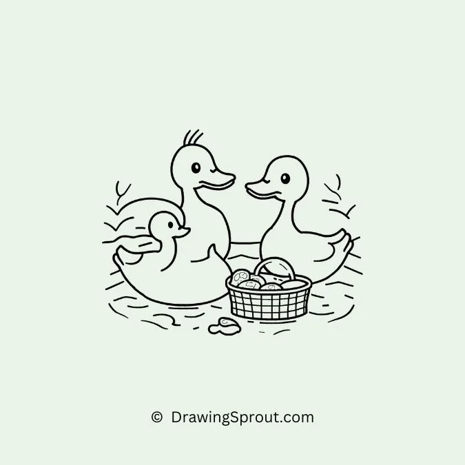 duckling drawing, Ducking Picnic