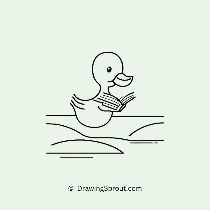 little duck cute, Duck Reading a Book