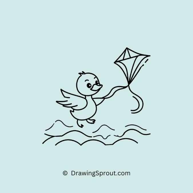 ducking drawings, Duck flying a kite
