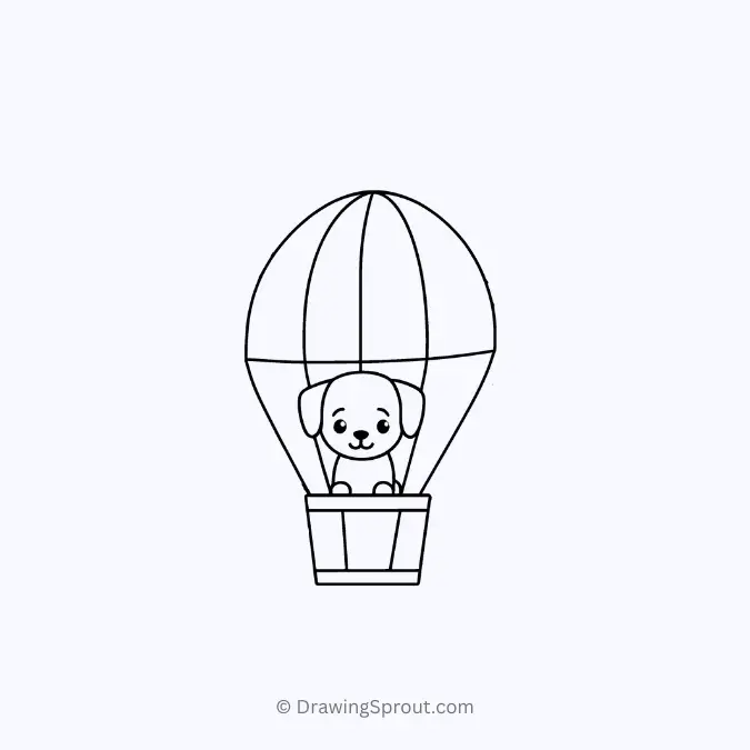 Dog in hot air balloon cabin