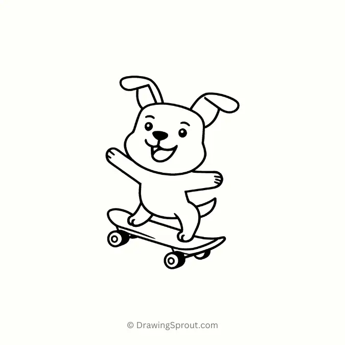 dog skateboarding drawing