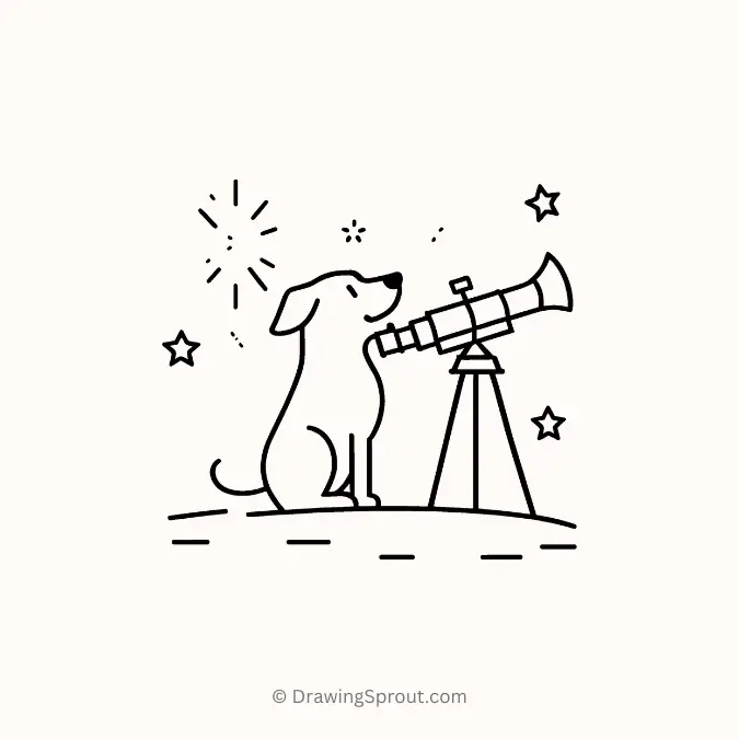 dog looking through a telescope