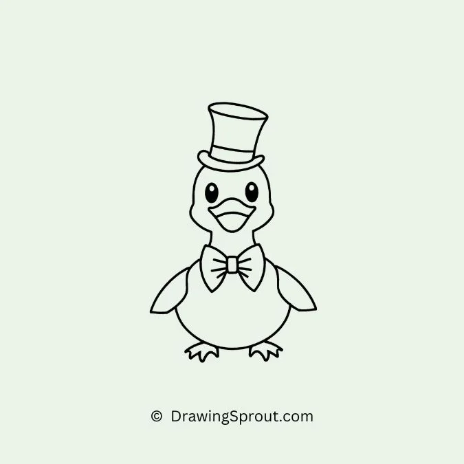 duck drawings, Dapper Duck in Bow Tie and Top Hat