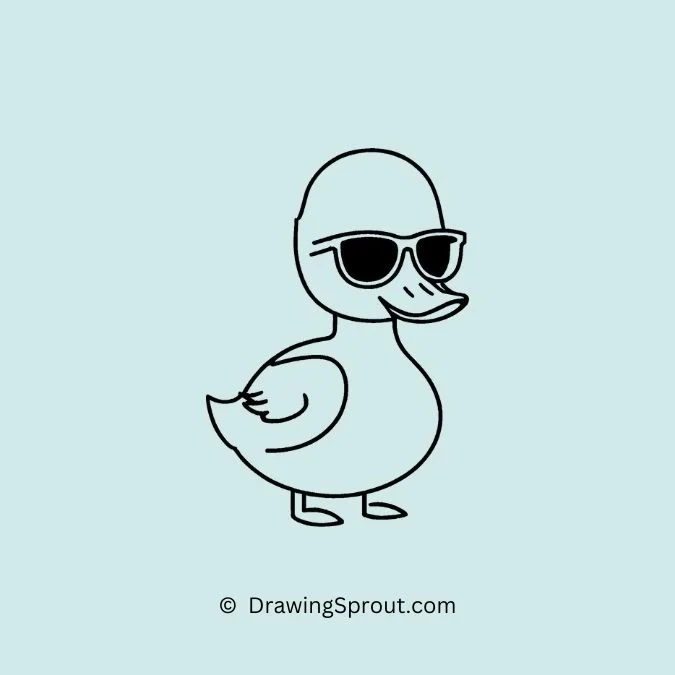 easy cute duck drawing, Duck wearing sunglasses