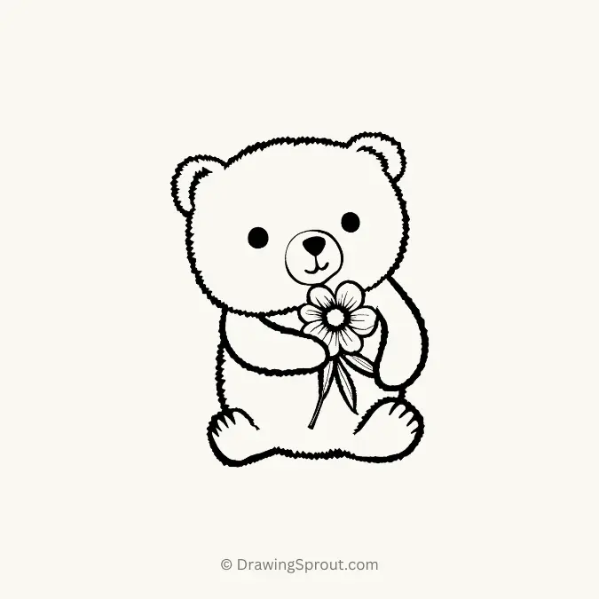 Romantic Bear holding a flower