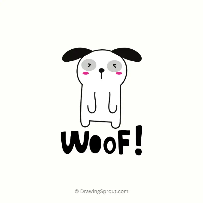 cute dog drawing idea- dog with a woof sign