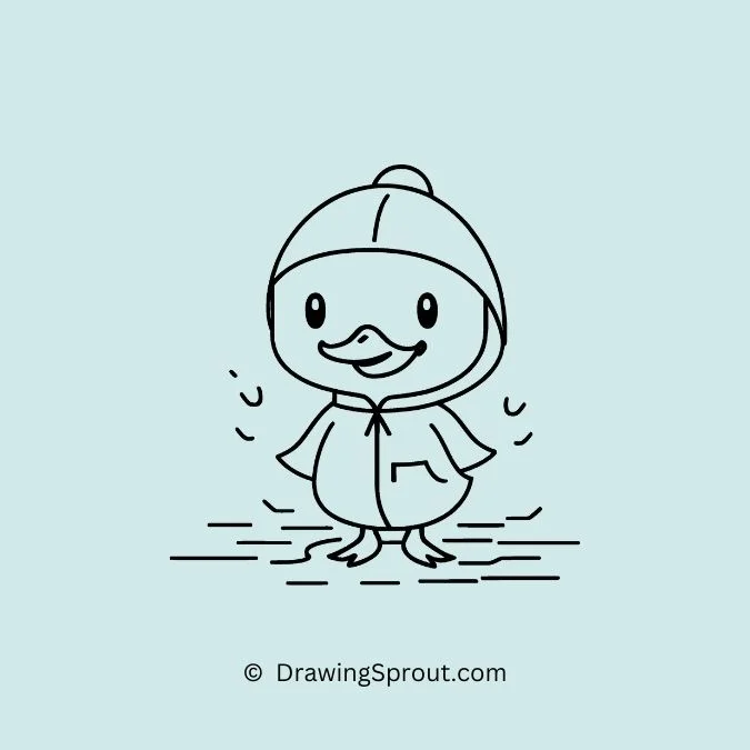duck easy to draw, Prepared Duck in a Raincoat