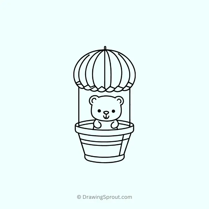 Bear in a hot air balloon cabin