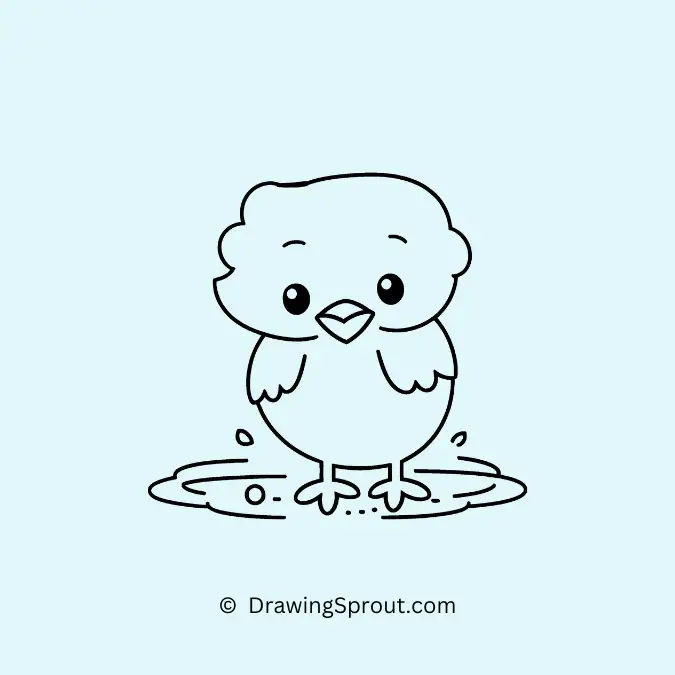 Little Chicken Taking a Dust Bath - easy chicken drawing idea
