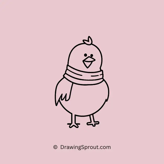 chicken with a cozy scarf wrapped around its neck