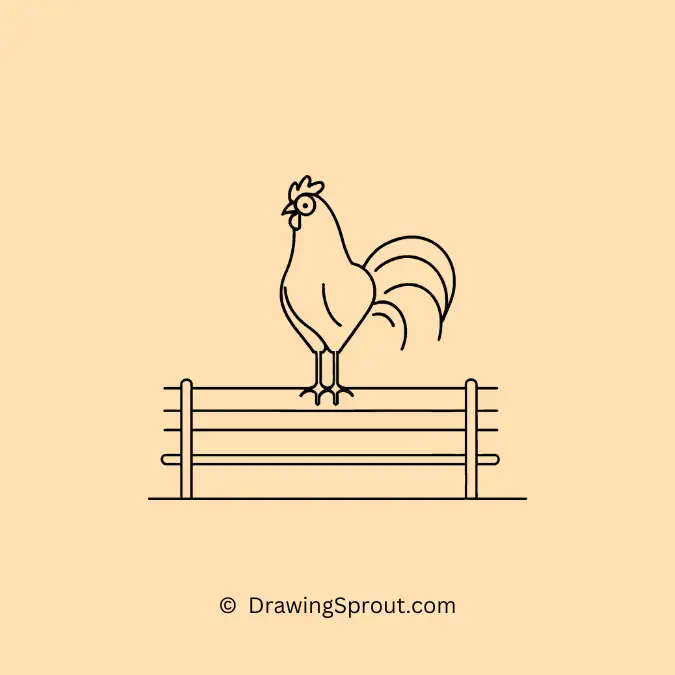chicken perched on a fence