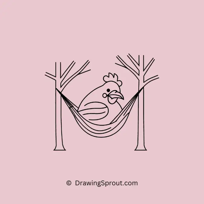 cute chicken relaxing in a hammock