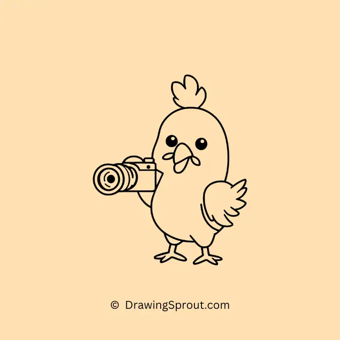cute chicken drawing idea of a chicken holding a camera