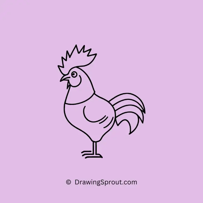 Cute chicken drawing of Sketch a funny tall and proud rooster