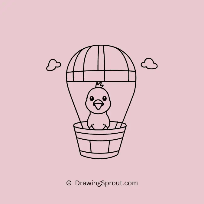 chicken drawing easy, Chicken in a Hot Air Balloon