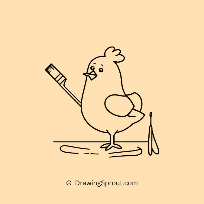 Easy Drawing idea of a Chicken Painting a Picture