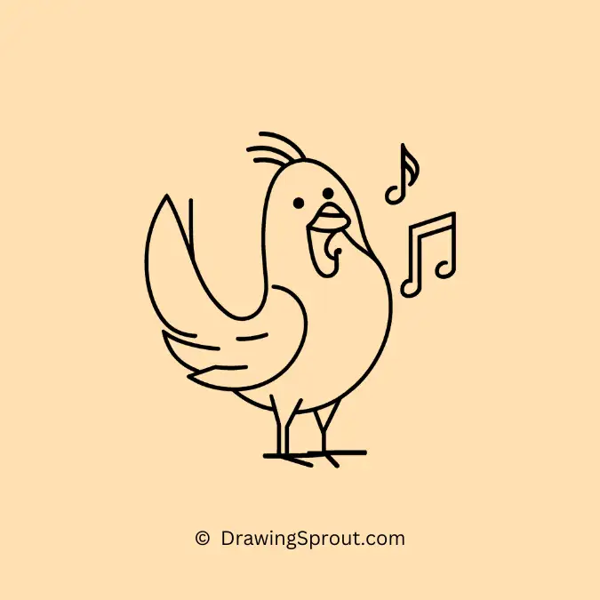 cute simple chicken drawing, chicken singing