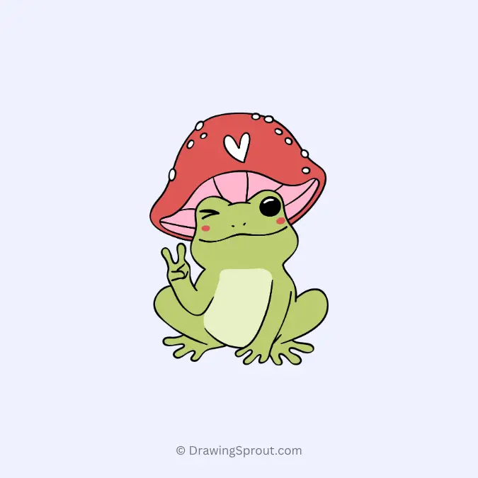 frog with a mushroom