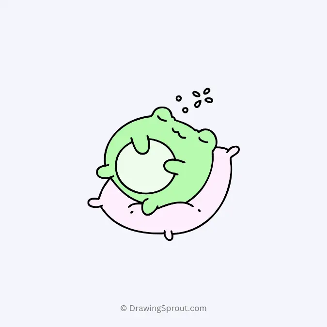 kawaii frog sleeping peacefully