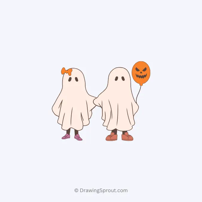 happy ghost family halloween drawing