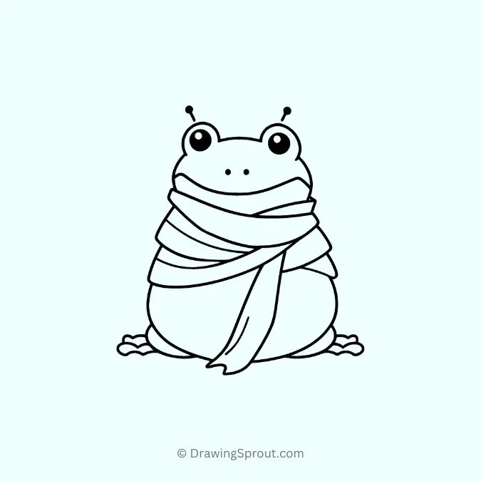 frog wearing a cozy scarf