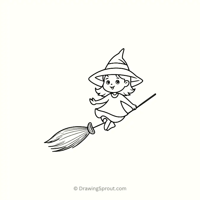 Flying wittch on Broomstick