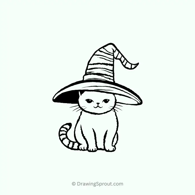 cat wearing a witch hat