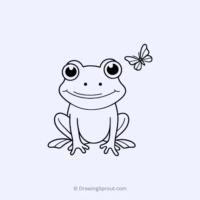 cute frog with a butterfly