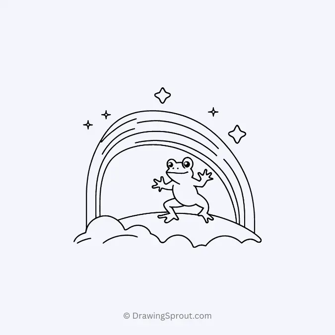 frog in rainbow drawing