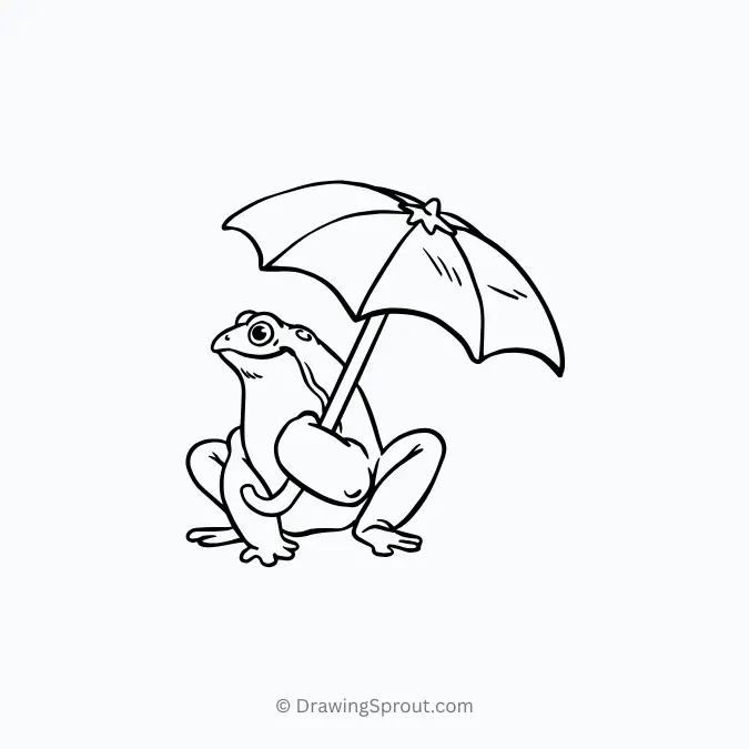frog holding an umbrella drawing