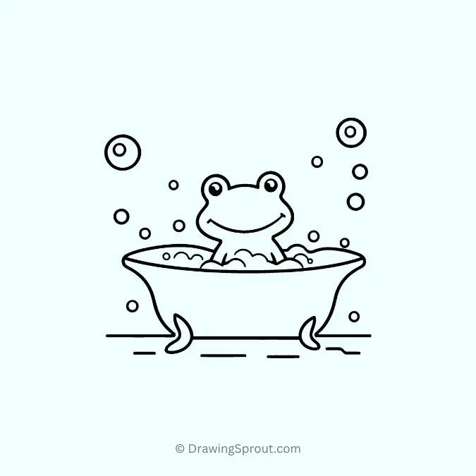 baby frog in a bathtub