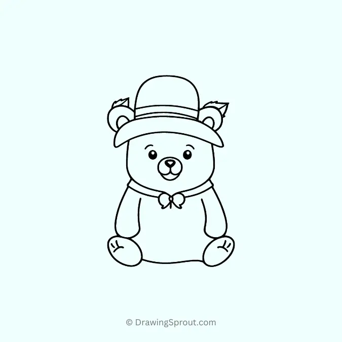 cute bear with feathered hat