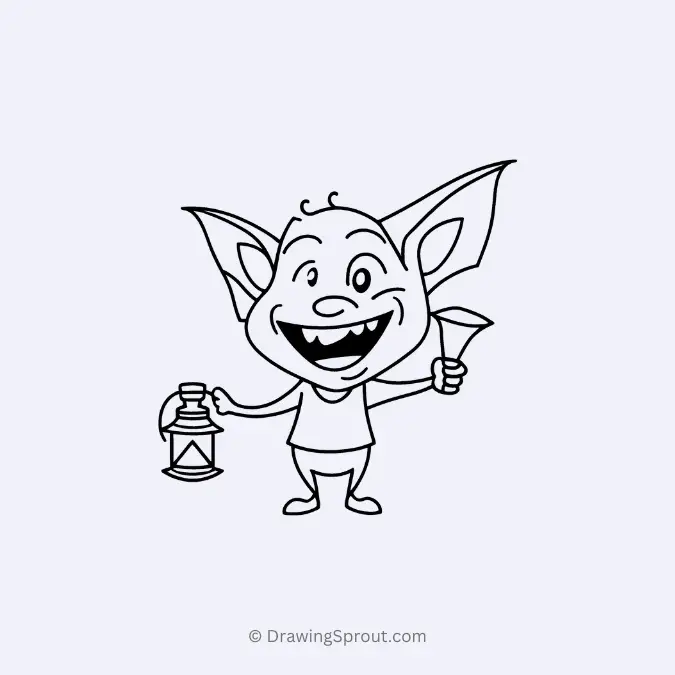 mischievous imp holding a lantern