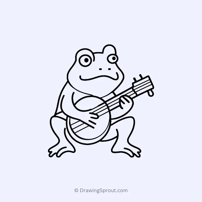 cute musical frog strumming a banjo