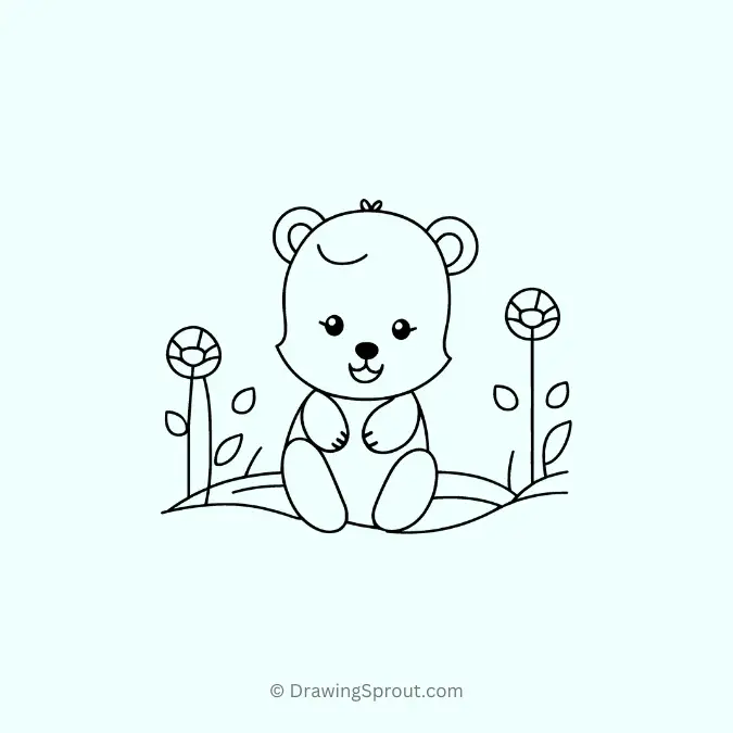 Adorable Bear in a Flower Field
