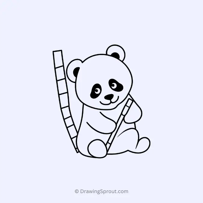 cute panda bear with bamboo