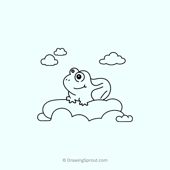 funny frog on a fluffy cloud