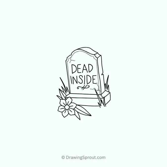 gravestone with flowers - scary halloween drawing ideas